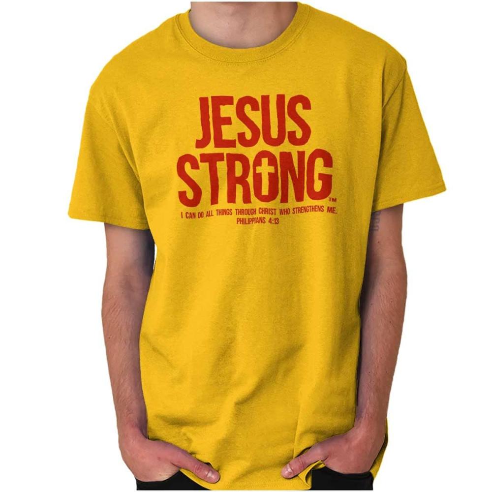 imageJesus Strong Philippians 413 Bible Graphic T Shirt Men or Women Gold