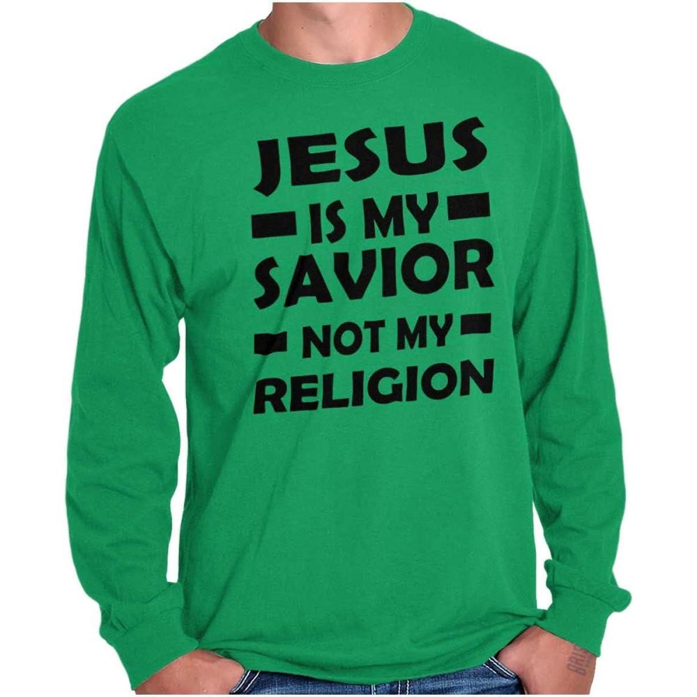 imageJesus is My Savior Not My Religion Long Sleeve Tshirt Men Women Irish Green