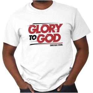 Brisco Brands Glory to God Jesus Christ Faithful Graphic T Shirt Men or Women(White)