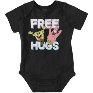 Brisco Brands SpongeBob and Patrick Free Hugs Baby Romper Boys or Girls(Black)