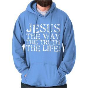 Classic Teaze Jesus The Way Truth Life Christian Hoodie Sweatshirt Women Men(Carolina Blue)