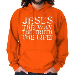 Classic Teaze Jesus The Way Truth Life Christian Hoodie Sweatshirt Women Men(Orange)