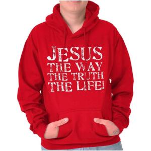 Classic Teaze Jesus The Way Truth Life Christian Hoodie Sweatshirt Women Men(Red)