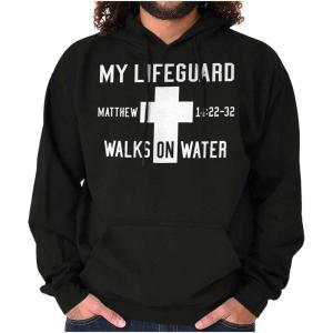 Classic Teaze Walks on Water Christian Biblical Hoodie Sweatshirt Women Men(Black)