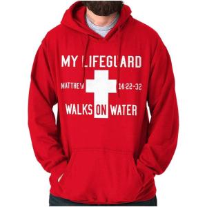 Classic Teaze Walks on Water Christian Biblical Hoodie Sweatshirt Women Men(Red)