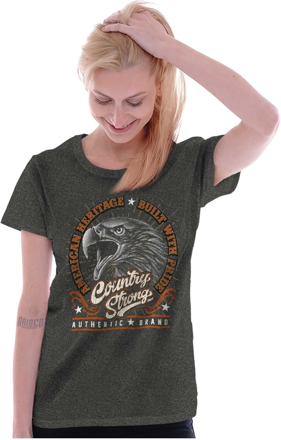 imageBrisco Brands American Heritage Built with Pride Womens Slim Fit Graphic TeeDark Heather