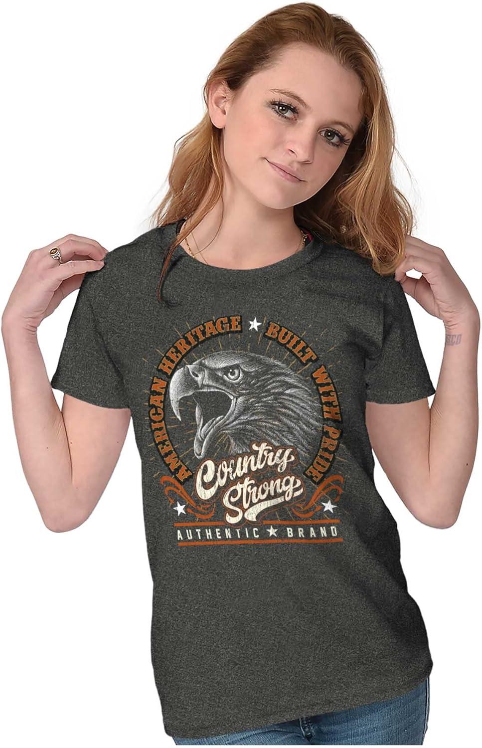 imageBrisco Brands American Heritage Built with Pride Womens Slim Fit Graphic TeeDark Heather