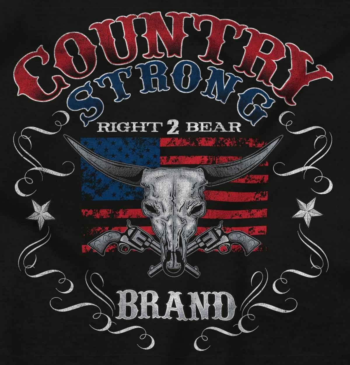 imageBrisco Brands Country Strong Longhorn Gun Rights Mens Crewneck SweatshirtBlack
