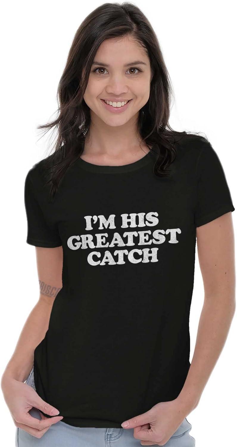 imageHis Greatest Catch Funny Fishing Womens Slim Fit Graphic TeeBlack