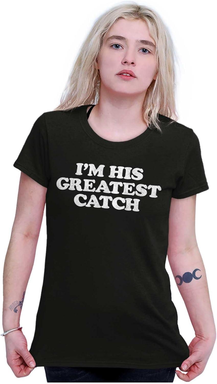 imageHis Greatest Catch Funny Fishing Womens Slim Fit Graphic TeeBlack