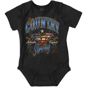 Brisco Brands American Flag Bald Eagle Western Baby Romper Boys or Girls(Black)