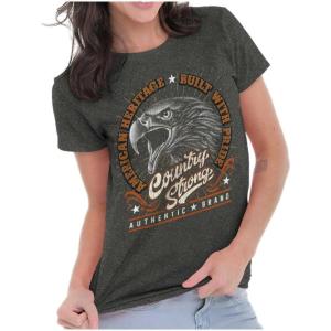 Brisco Brands American Heritage Built with Pride Womens Slim Fit Graphic Tee(Dark Heather)