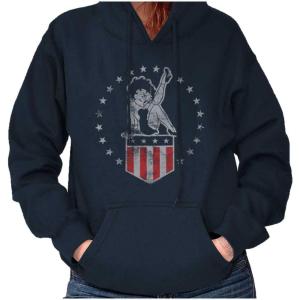 Brisco Brands Betty Boop Vintage Pin Up Flag Hoodie Sweatshirt Women(Navy)