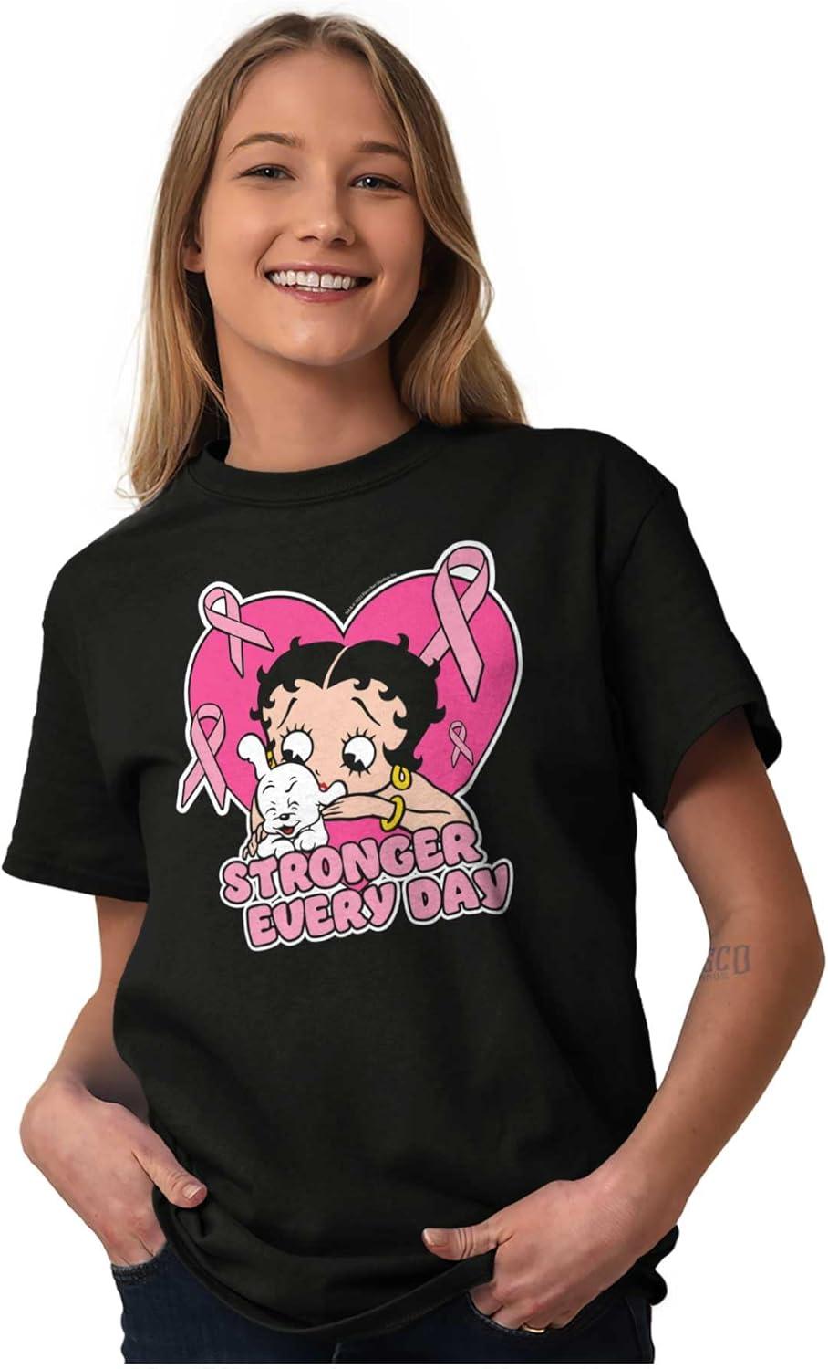 imageBetty Boop Cancer Stronger Every Day Womens Graphic T Shirt TeesBlack