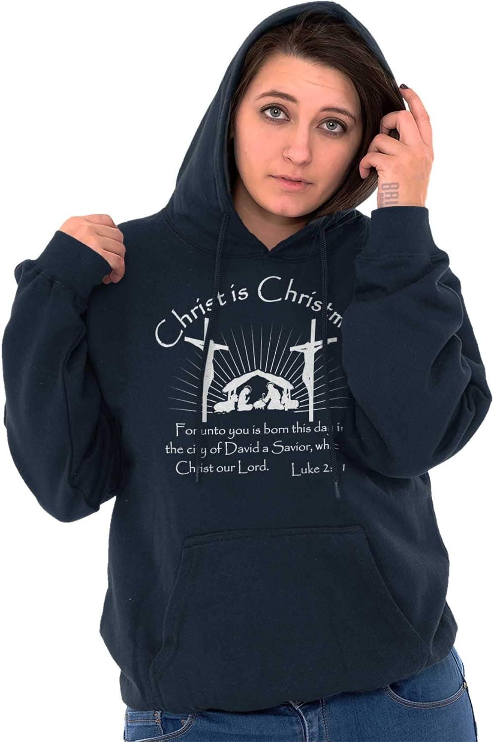 imageBrisco Brands Christ is Christmas Christian Hoodie Sweatshirt Women MenNavy