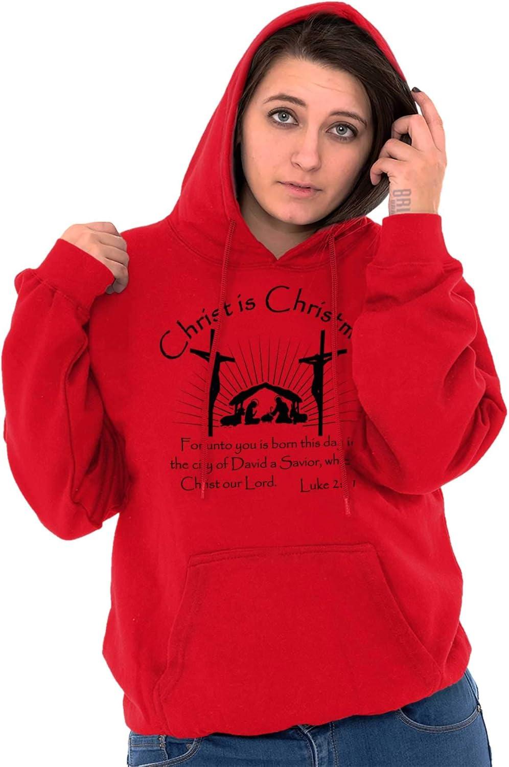 imageBrisco Brands Christ is Christmas Christian Hoodie Sweatshirt Women MenRed