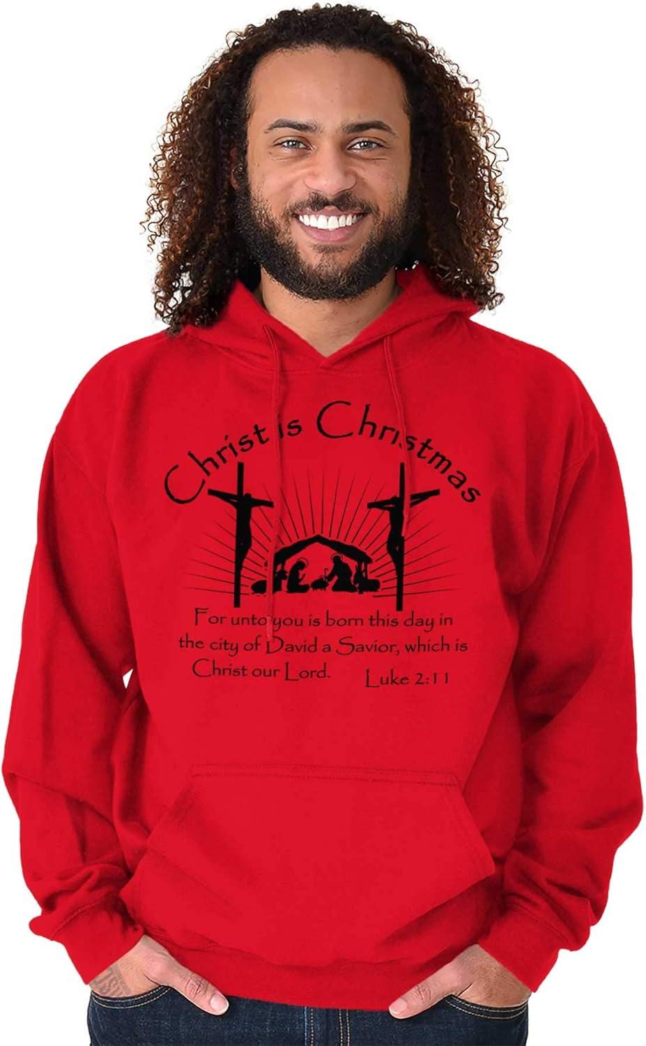 imageBrisco Brands Christ is Christmas Christian Hoodie Sweatshirt Women MenRed