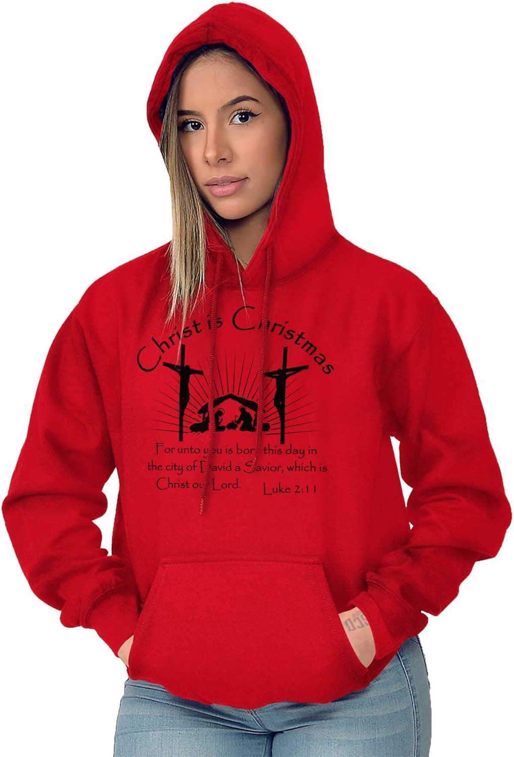 imageBrisco Brands Christ is Christmas Christian Hoodie Sweatshirt Women MenRed