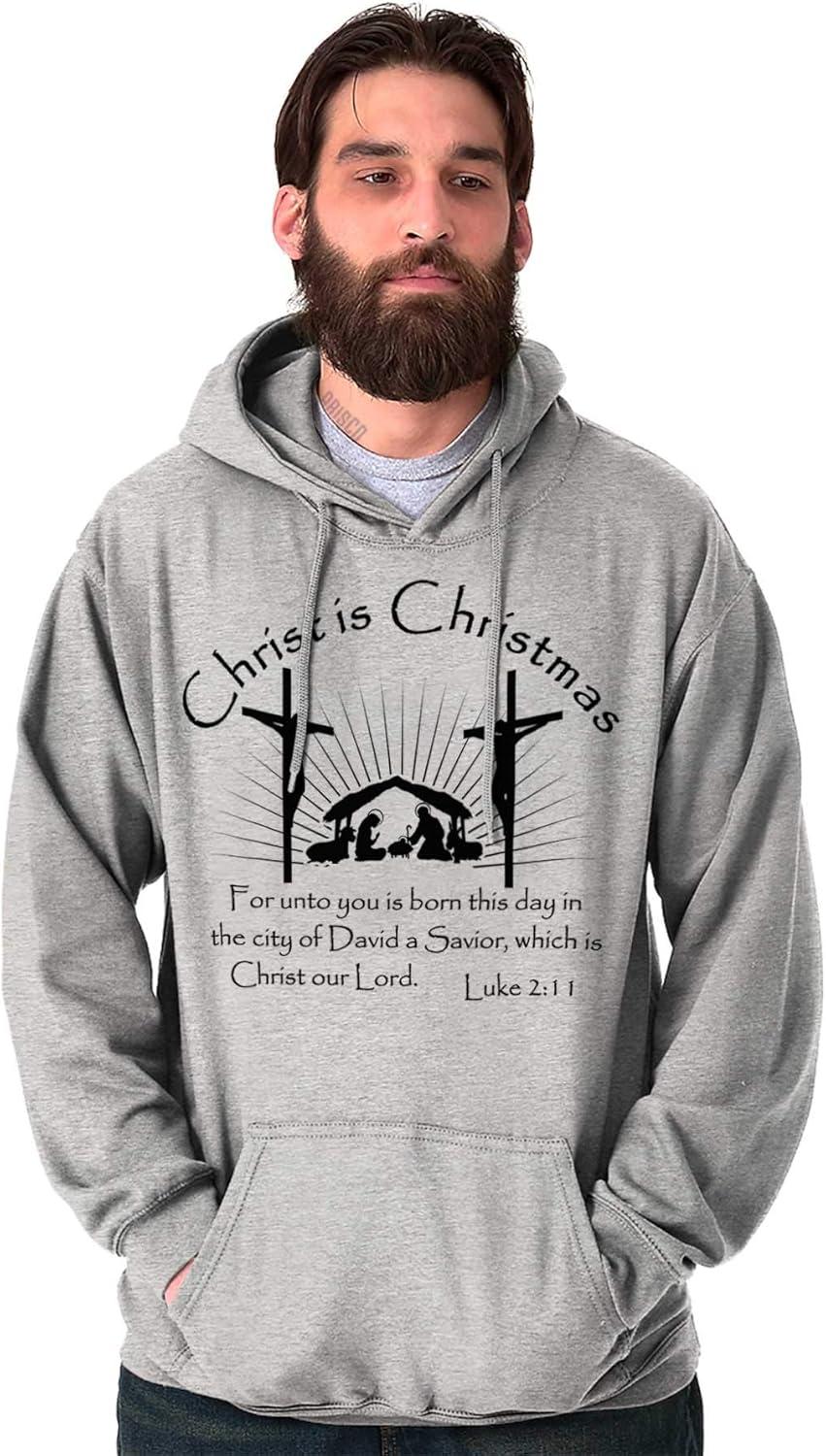 imageBrisco Brands Christ is Christmas Christian Hoodie Sweatshirt Women MenSport Grey