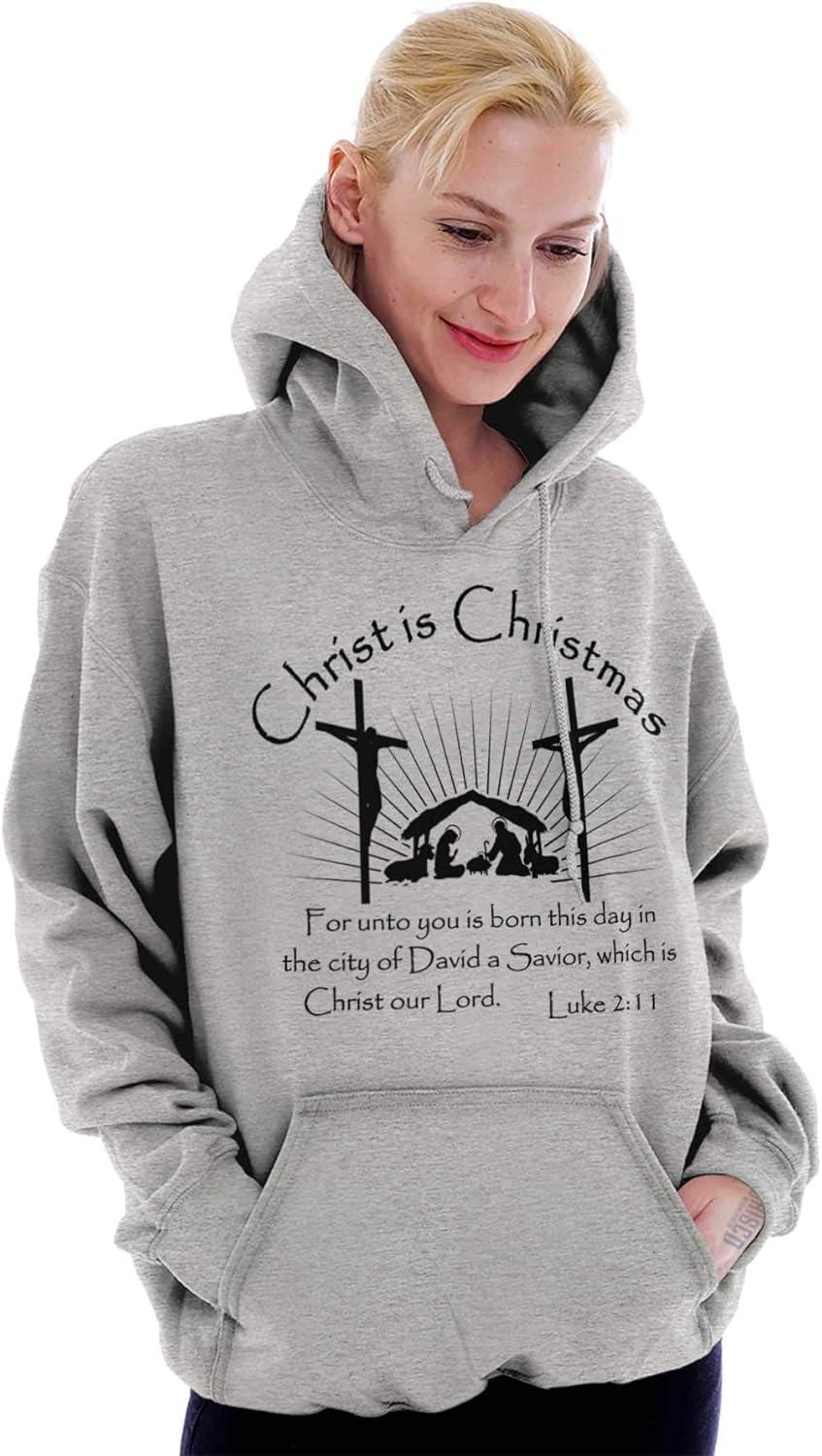 imageBrisco Brands Christ is Christmas Christian Hoodie Sweatshirt Women MenSport Grey