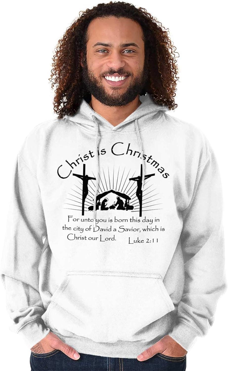imageBrisco Brands Christ is Christmas Christian Hoodie Sweatshirt Women MenWhite