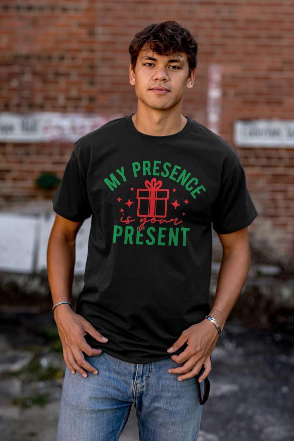 imageBrisco Brands Christmas My Presence is Your Present Graphic T Shirt Men or WomenBlack