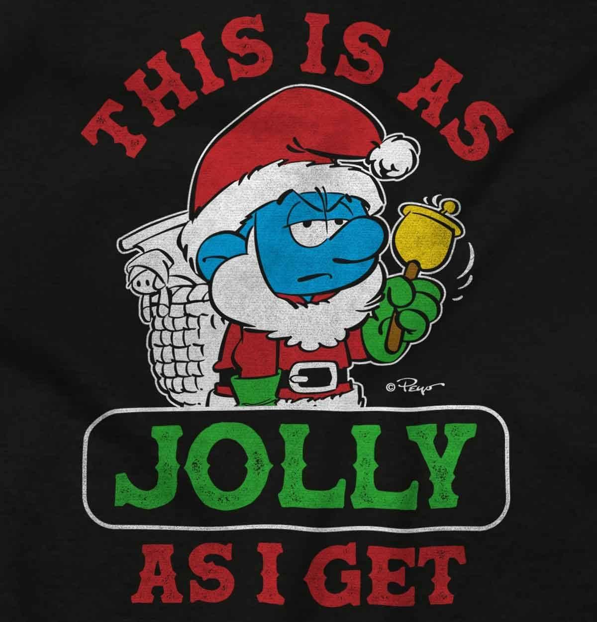imageBrisco Brands Santa Grumpy Smurf Jolly Christmas Long Sleeve Tshirt Men WomenBlack