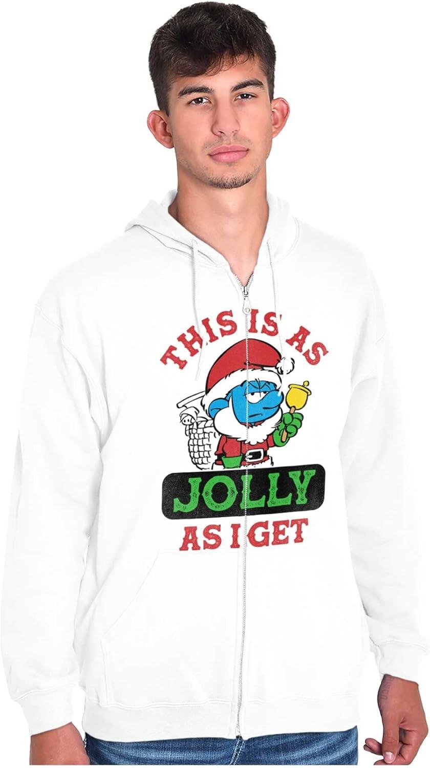 imageBrisco Brands Santa Grumpy Smurf Jolly Christmas Zip Up Hoodie Mens WomensWhite