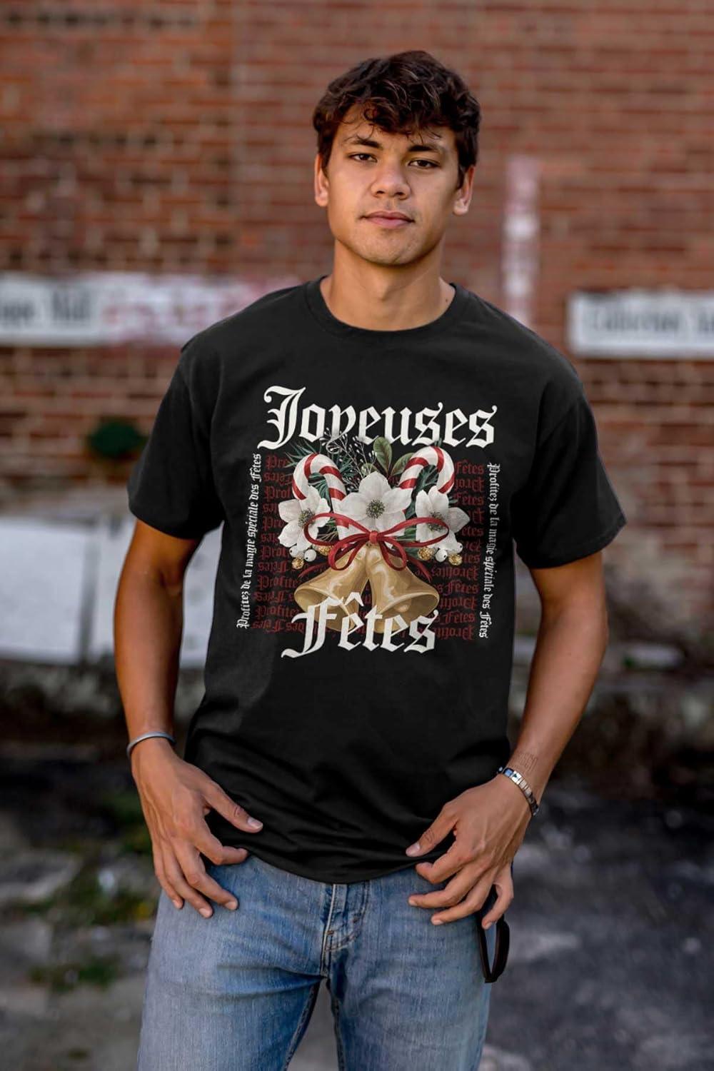 imageChristmas Bells Joyeuses Fetes Graphic T Shirt Men or WomenBlack