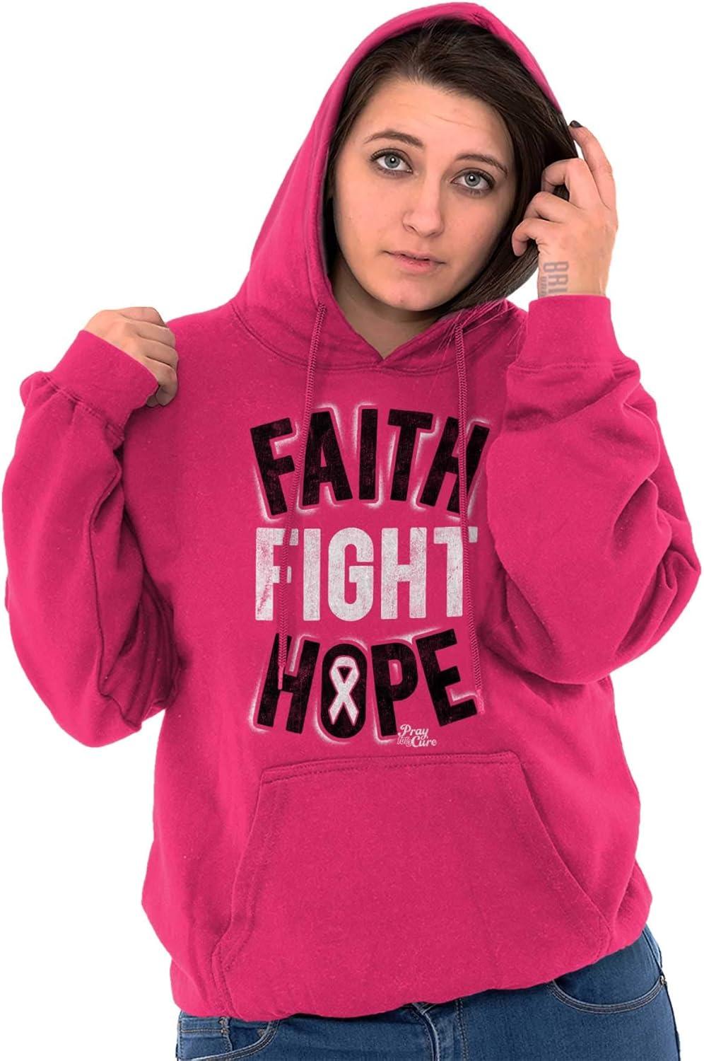 imageClassic Teaze Faith Fight Hope Breast Cancer Aware Hoodie Sweatshirt Women Heliconia