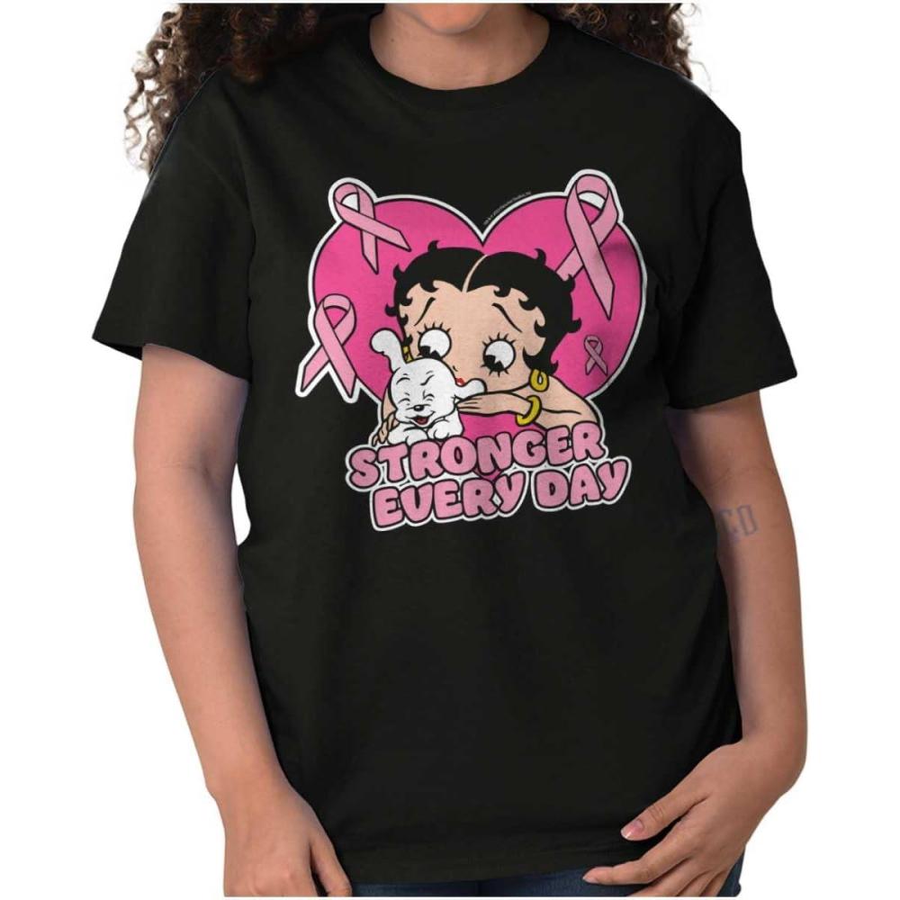 imageBetty Boop Cancer Stronger Every Day Womens Graphic T Shirt TeesBlack