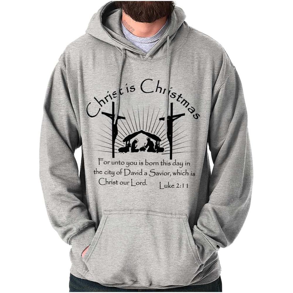 imageBrisco Brands Christ is Christmas Christian Hoodie Sweatshirt Women MenSport Grey