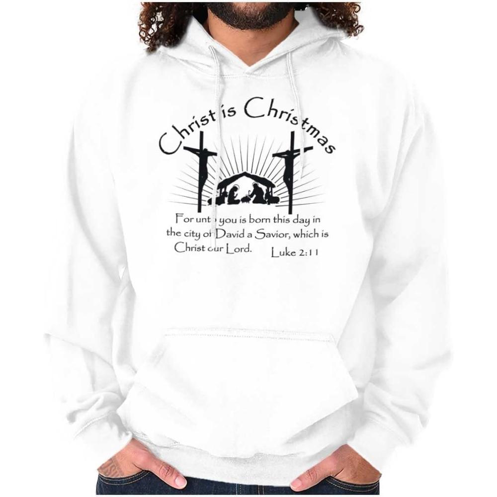 imageBrisco Brands Christ is Christmas Christian Hoodie Sweatshirt Women MenWhite