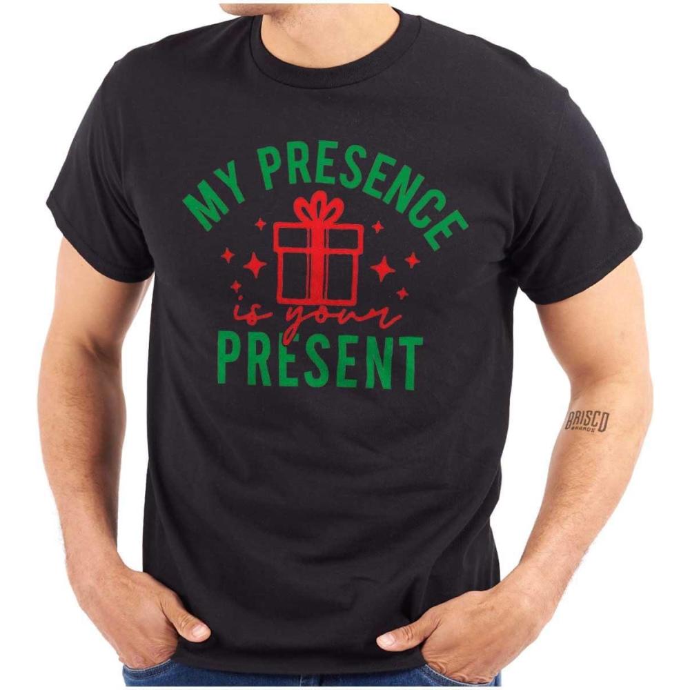 imageBrisco Brands Christmas My Presence is Your Present Graphic T Shirt Men or WomenBlack