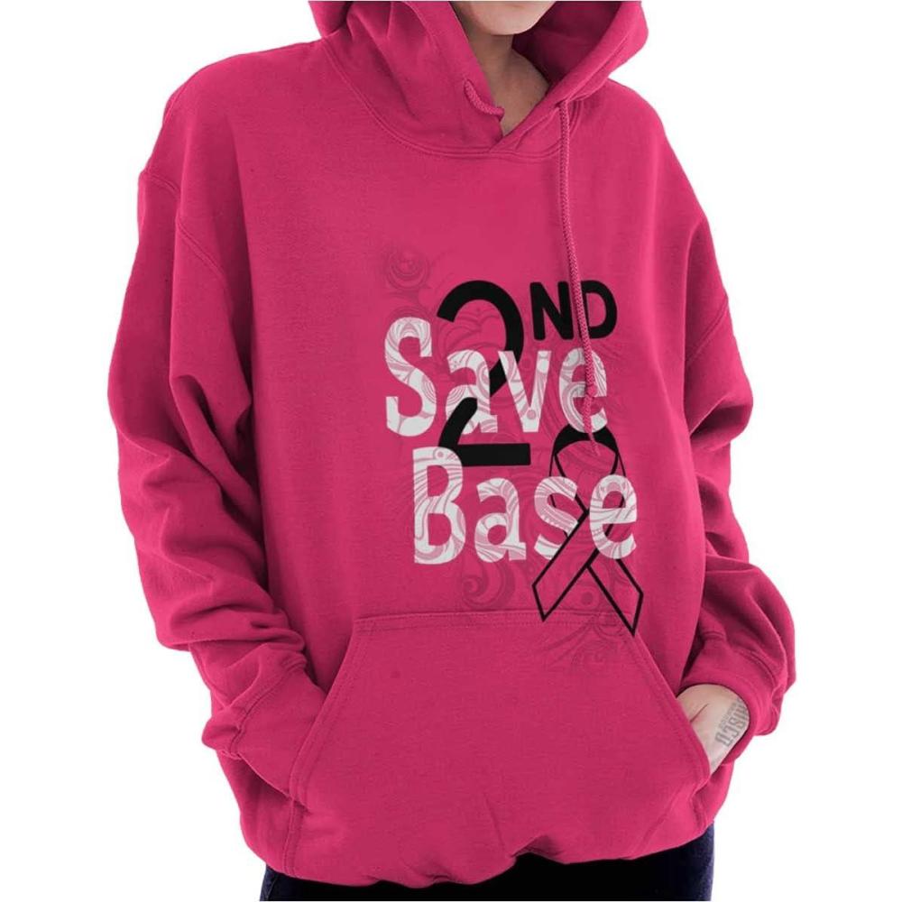 imageClassic Teaze 2nd Save Base Breast Cancer Warrior Hoodie Sweatshirt Women Heliconia