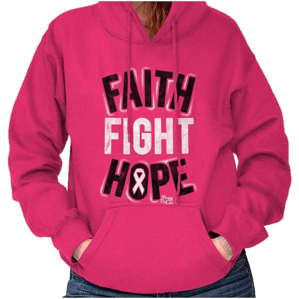 imageClassic Teaze Faith Fight Hope Breast Cancer Aware Hoodie Sweatshirt Women Heliconia