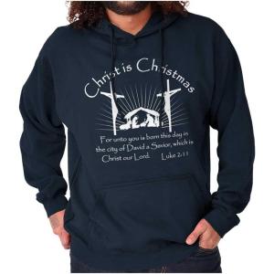 Brisco Brands Christ is Christmas Christian Hoodie Sweatshirt Women Men(Navy)