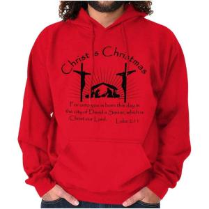 Brisco Brands Christ is Christmas Christian Hoodie Sweatshirt Women Men(Red)