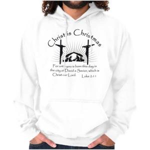 Brisco Brands Christ is Christmas Christian Hoodie Sweatshirt Women Men(White)