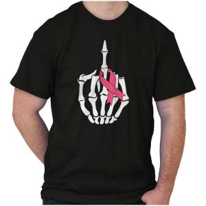 Brisco Brands F Cancer BCA Middle Finger Ribbon Womens Graphic T Shirt Tees(Black)