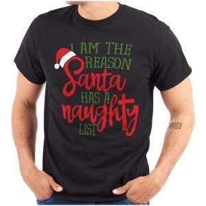 Brisco Brands The Reason Santa Has A Naughty List Graphic T Shirt Men or Women(Black)