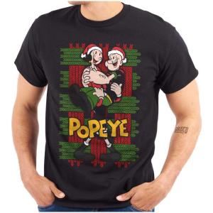 Popeye Olive OYL Ugly Christmas Graphic T Shirt Men or Women(Black)
