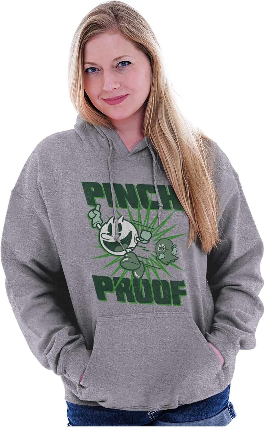 imageBrisco Brands PACMAN Saint Paddys Pinch Proof Hoodie Sweatshirt Women MenSport Grey