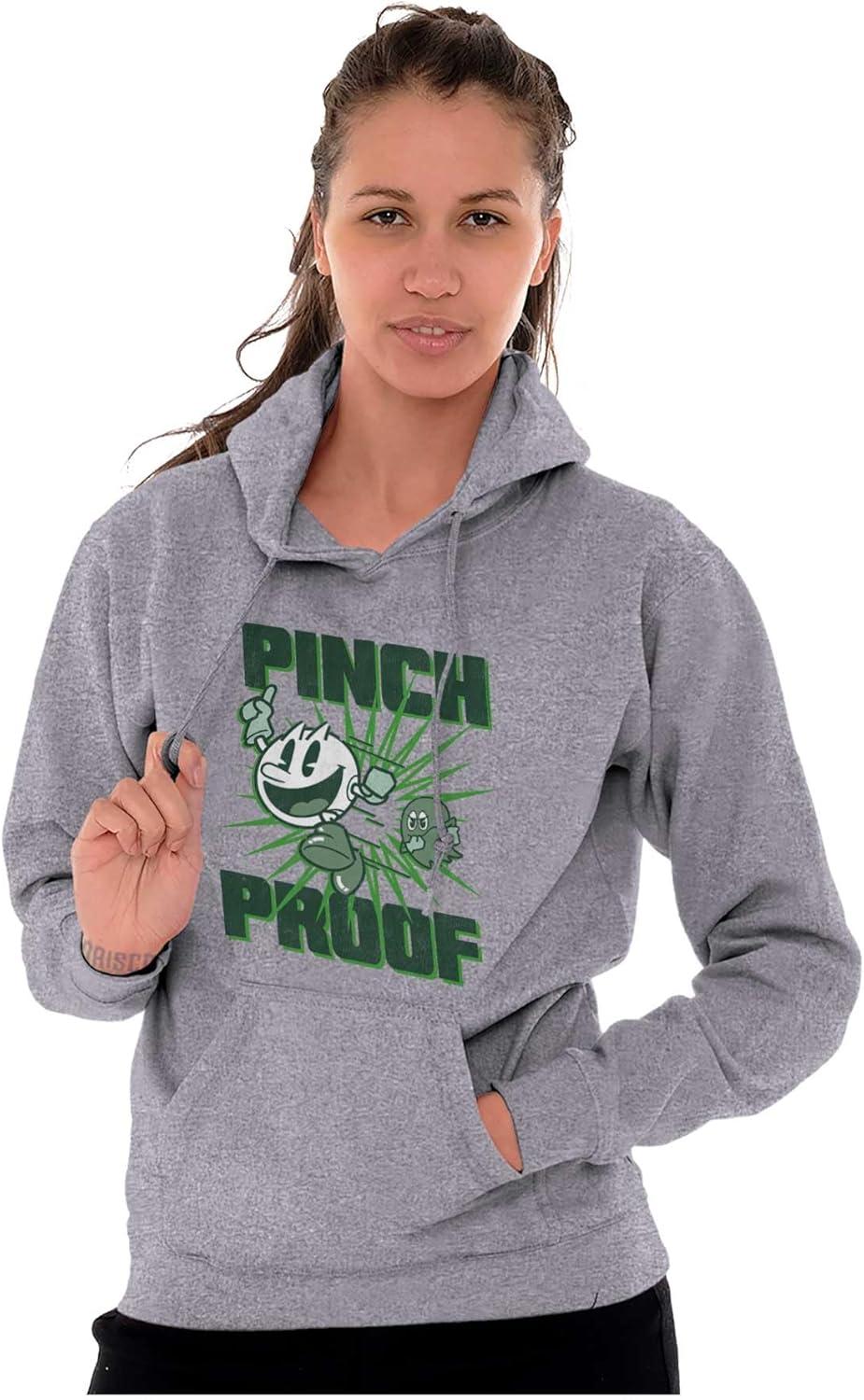 imageBrisco Brands PACMAN Saint Paddys Pinch Proof Hoodie Sweatshirt Women MenSport Grey