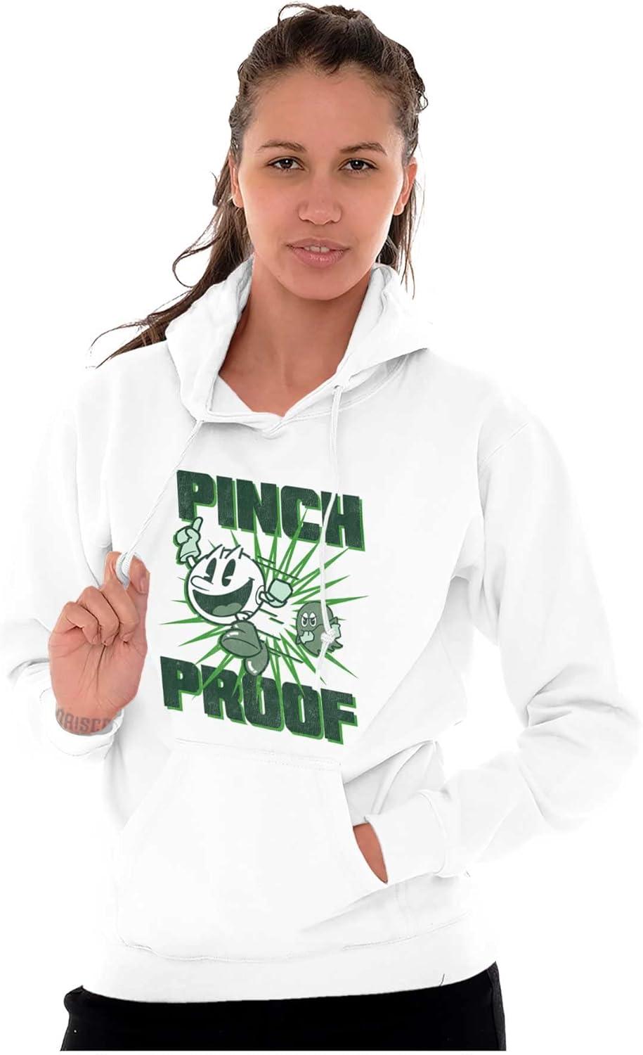 imageBrisco Brands PACMAN Saint Paddys Pinch Proof Hoodie Sweatshirt Women MenWhite