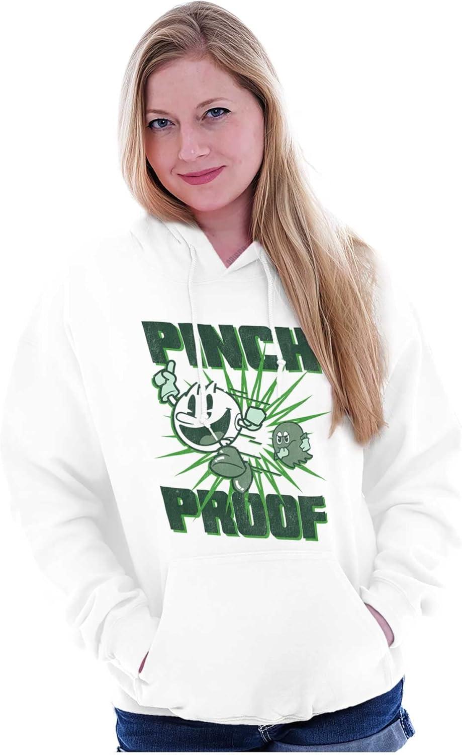 imageBrisco Brands PACMAN Saint Paddys Pinch Proof Hoodie Sweatshirt Women MenWhite