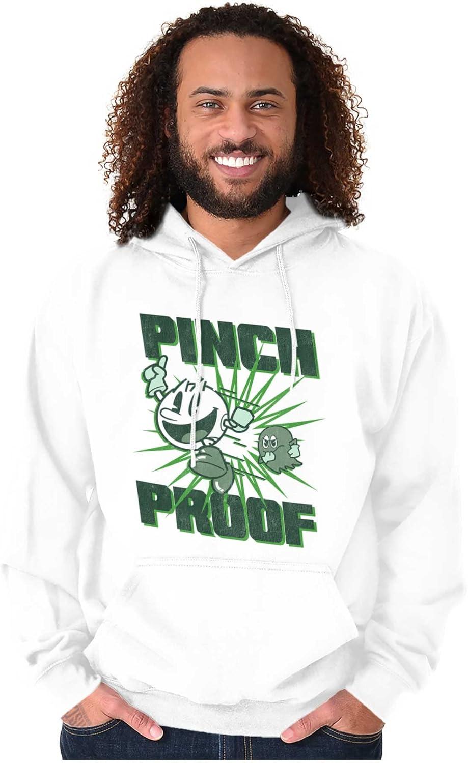 imageBrisco Brands PACMAN Saint Paddys Pinch Proof Hoodie Sweatshirt Women MenWhite