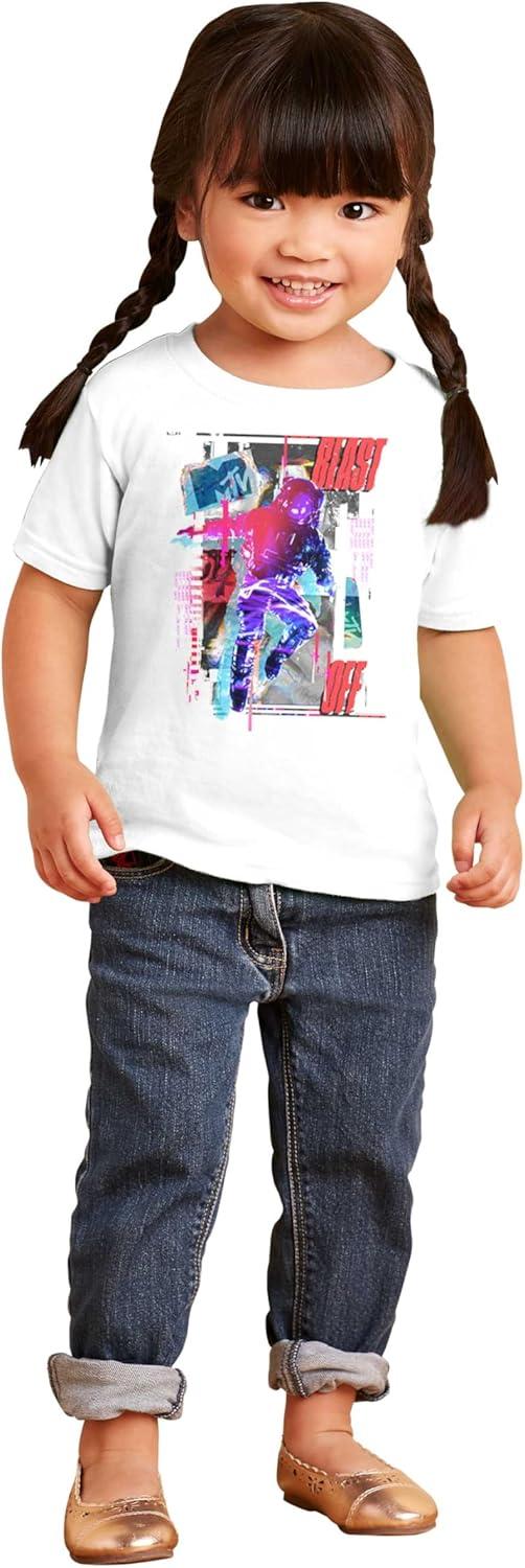 imageCutout MTV Logo Moon Man Blast Off Toddler Boy Girl T ShirtWhite
