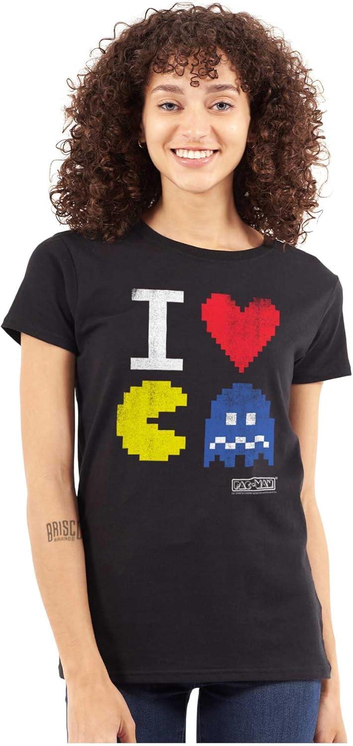 imagePixelized Retro Game I Heart Pacman Womens Slim Fit Graphic TeeBlack