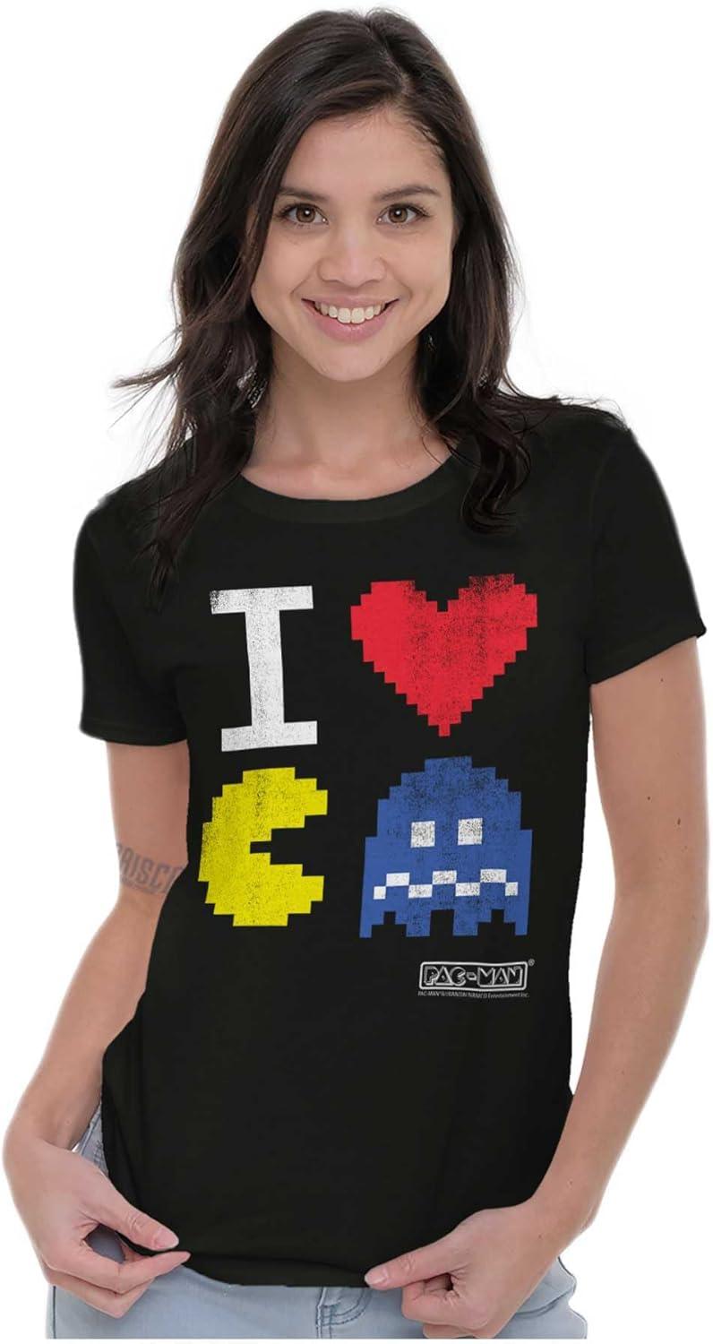 imagePixelized Retro Game I Heart Pacman Womens Slim Fit Graphic TeeBlack